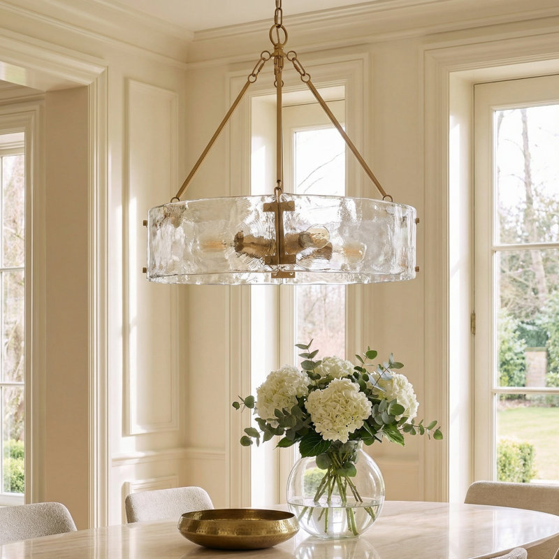 Mercer41 Hanshelmut 4 - Light Modern Shaded Drum Chandelier with